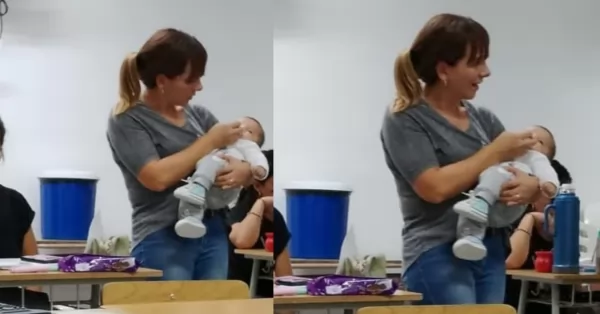 Admirable: docente del Beppo Levi le dio la mamadera al bebé de una alumna mientras daba clases