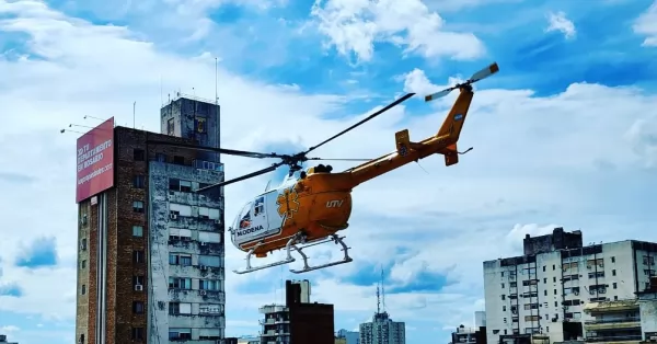 Timbúes: helicóptero sanitario trasladó de urgencia a un paciente a Rosario