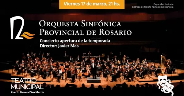 La Orquesta Sinfónica de Rosario se presentará en el Teatro de Puerto San Martín
