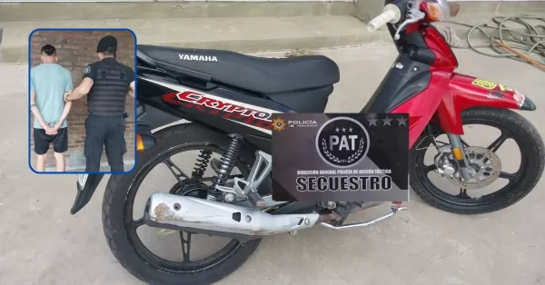 Detuvieron a un joven que circulaba en una moto robada en Puerto General San Martín
