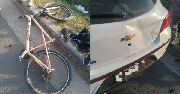 Bermúdez: un ciclista se distrajo con su celular y chocó contra un auto estacionado